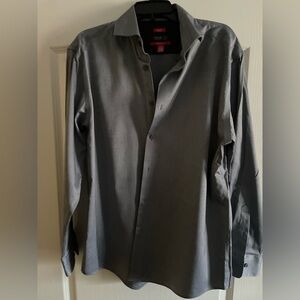 Kenneth Cole AWEAR-TECH Non-Iron Slim Fit Shirt, charcoal gray, size 17.5  34/35